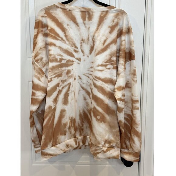 Shein Curve 3xl Teddy Bear Tie-Dye Sweatshirt Tan and White EUC Casual Graphic - Picture 3 of 6